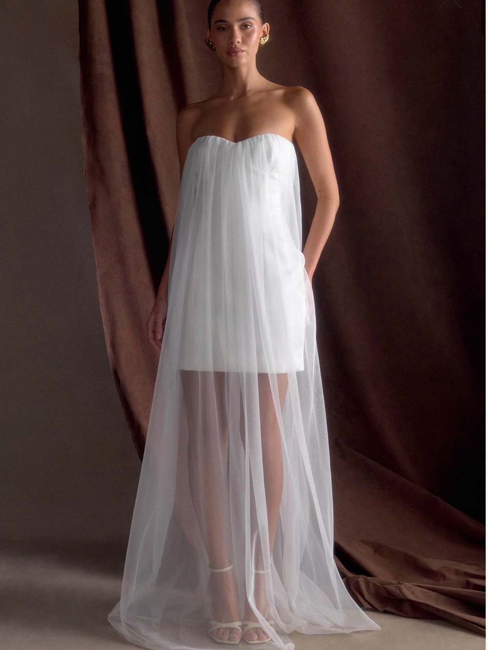 Bettany Chiffon Strapless Maxi Dress Meshki - White